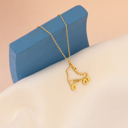 14K Solid Gold Skate Necklace - Roller Skate Necklace - Skater Gift - Skating Boots Necklace - Old School Skate - Roller Skate Accessories